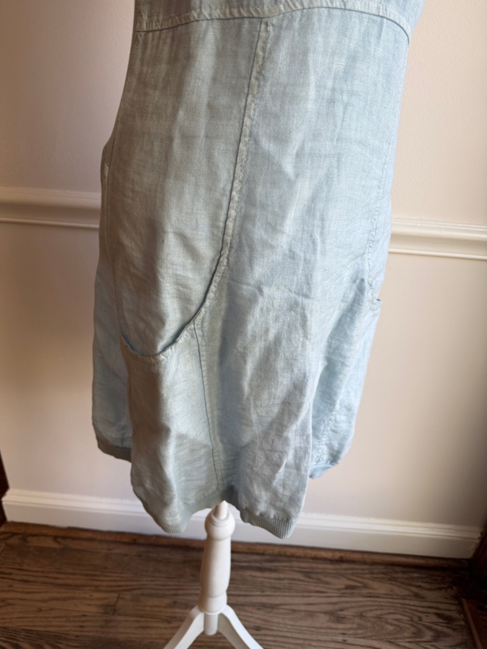 Made in Italy  Distressed Look Blue Balloon Triple Ruffle Top Dress S/M EUC - Picture 5 of 10